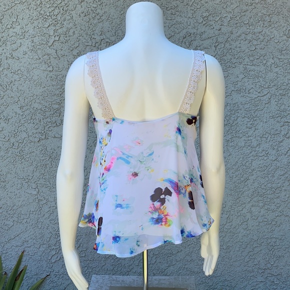 Decree JCP Watercolor Floral Cropped Chiffon Blouse Tank Top Shirt 👚 - Picture 5 of 10
